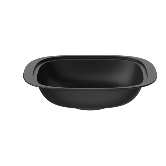 Black Varoma dish accessory for Thermomix TM7 shown from above on transparent background